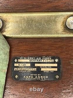 Army Air Corps Sextant F-125 Mfrd by Agfa Ansco 1940's With Inst & Rep Tag