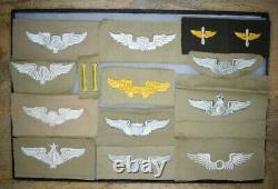 Authentic WW2 US Army Air Corps Wings Collection Khaki Cloth Patches ALL NO GLOW