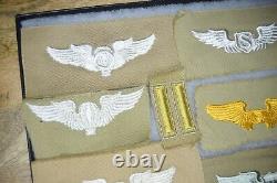 Authentic WW2 US Army Air Corps Wings Collection Khaki Cloth Patches ALL NO GLOW