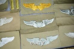 Authentic WW2 US Army Air Corps Wings Collection Khaki Cloth Patches ALL NO GLOW