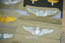 Authentic WW2 US Army Air Corps Wings Collection Khaki Cloth Patches ALL NO GLOW