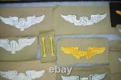 Authentic WW2 US Army Air Corps Wings Collection Khaki Cloth Patches ALL NO GLOW