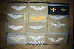 Authentic WW2 US Army Air Corps Wings Collection Khaki Cloth Patches ALL NO GLOW