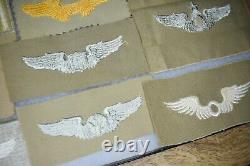 Authentic WW2 US Army Air Corps Wings Collection Khaki Cloth Patches ALL NO GLOW