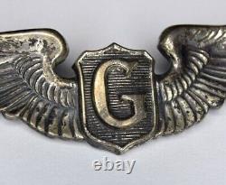 Authentic WWII Sterling Silver U. S. Army Air Corps Glider Pilot G Wings AAF AAC