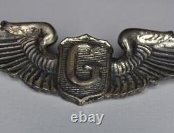 Authentic WWII Sterling Silver U. S. Army Air Corps Glider Pilot G Wings AAF AAC