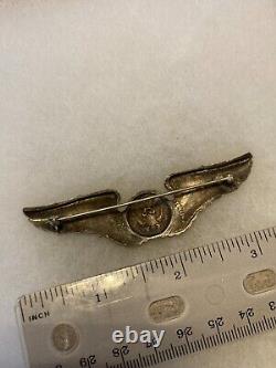 Authentic WWII US Army Air Corps Air Crew Member Wings Insignia Badge STERLING