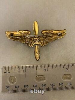 Authentic WWII US Army Air Corps Officer Hat Cap Badge Insignia STERLING