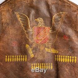 Authentic WWII U. S. Army Air Force A-2 Leather Jacket 389th Fighter Squadron