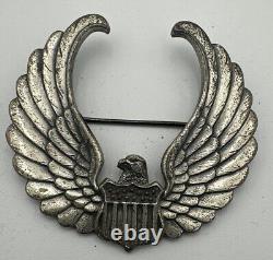 Authentic WW II ARMY AIR FORCE FLIGHT INSTRUCTOR STERLING HAT BADGE RARE