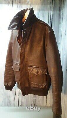 Avirex Horsehide A-2 Brown Leather Flight Jacket 42 US Army Air Forces WWII