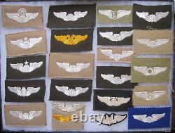 Collection of WWII Era Army Air Corps Embroidered Wings 22 pieces