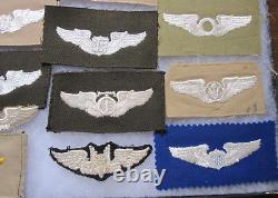 Collection of WWII Era Army Air Corps Embroidered Wings 22 pieces