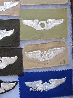 Collection of WWII Era Army Air Corps Embroidered Wings 22 pieces