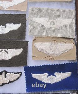 Collection of WWII Era Army Air Corps Embroidered Wings 22 pieces