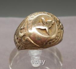 Early Rare R & S WWII Army Air Corps Pilot Ring USA 10k Yellow Gold Size 9.75