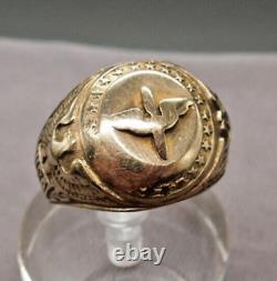 Early Rare R & S WWII Army Air Corps Pilot Ring USA 10k Yellow Gold Size 9.75