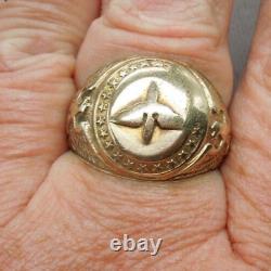 Early Rare R & S WWII Army Air Corps Pilot Ring USA 10k Yellow Gold Size 9.75