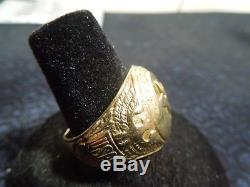 Early Rare Vintage WWII Army Air Corps Pilot's Ring USA Marked 10K Size 9.5