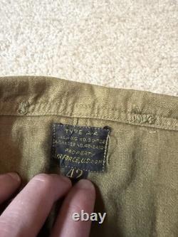 Early WWII US Army Air Force A-4 Flight Suit Size 42 No Belt Holes, Stains, READ