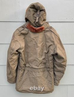FITZWELL B-11 Military Flight Jacket 34 Air Forces US Army Parka Coat Hood WWII
