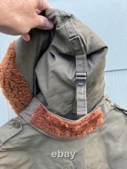 FITZWELL B-11 Military Flight Jacket 34 Air Forces US Army Parka Coat Hood WWII