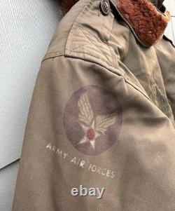 FITZWELL B-11 Military Flight Jacket 34 Air Forces US Army Parka Coat Hood WWII