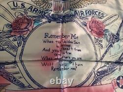 GENUINE WORLD WAR II U. S. Army Air Forces Silk Flag Banner Pillowcase 19 X 21