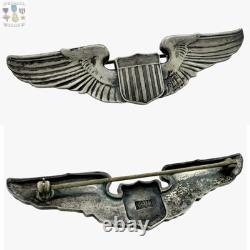 Josten Wwii Pilot Wings U. S. Army Air Corps Badge 3-1/16 Size Sterling Ww2 #262
