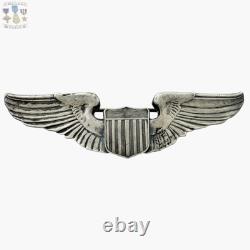 Josten Wwii Pilot Wings U. S. Army Air Corps Badge 3-1/16 Size Sterling Ww2 #262