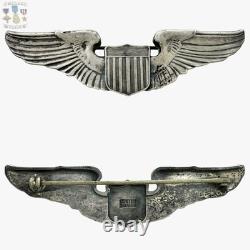 Josten Wwii Pilot Wings U. S. Army Air Corps Badge 3-1/16 Size Sterling Ww2 #262