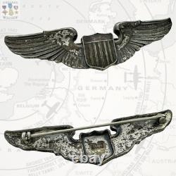 Josten Wwii Pilot Wings U. S. Army Air Corps Badge 3-1/16 Size Sterling Ww2 #286