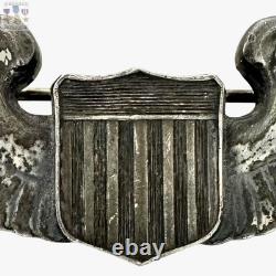 Josten Wwii Pilot Wings U. S. Army Air Corps Badge 3-1/16 Size Sterling Ww2 #286