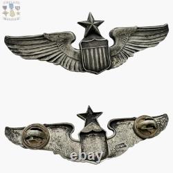 Josten Wwii Senior Pilot Wings Army Air Forces Badge 3 Size Sterling Ww2 #356