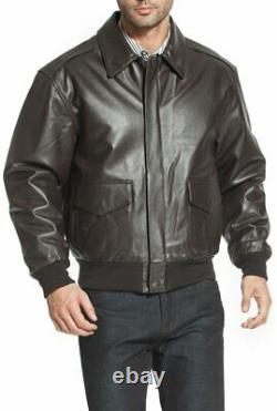 Men's WWII U. S Air Force A2 Leather Flight Bomber Jacket