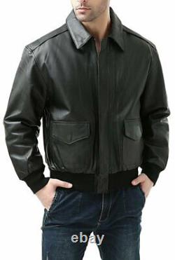 Men's WWII U. S Air Force A2 Leather Flight Bomber Jacket