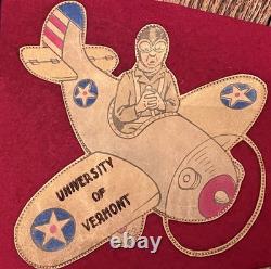 Museum Rarity WWII Univ. Of Vermont Army Air Forces Burnt Leather Seal Pennant