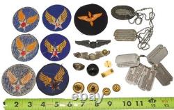 NAMED WWII US Army Air Forces USAAF Dog Tag Patch Wings Pin Ring Pilot Lot DR15