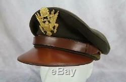 NAMED WWII US Army military visor cap hat Officer Air Force Corp THEATER MADE