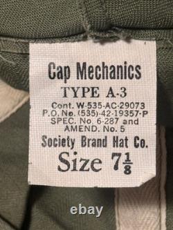 NOS Vintage WWII U. S. Army Air Force A3 Mechanic HBT Cap Size 7 1/8