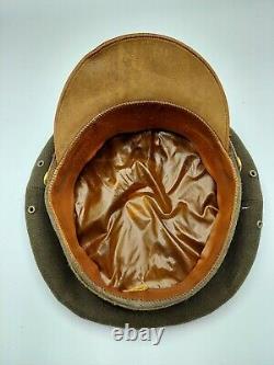 Named US WW2 Air Corps Army Officer Crusher Visor Hat Cap & Flight Headset WWII