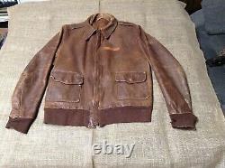 Nice Original Ww2 Us Army Air Corps Named A2 Leather Flight Jacket Size 40 To 42