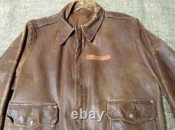 Nice Original Ww2 Us Army Air Corps Named A2 Leather Flight Jacket Size 40 To 42