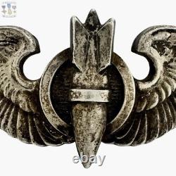 Norsid Sterling Wwii U. S. Army Air Corps Bombardier Wings Badge 3-1/8 Size