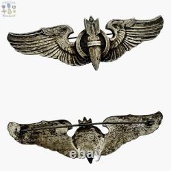 Norsid Sterling Wwii U. S. Army Air Corps Bombardier Wings Badge 3-1/8 Size