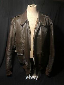 ORG WWII US Army Air Force Star Sportswear A-2 Leather Bomber Flight Jacket S 44