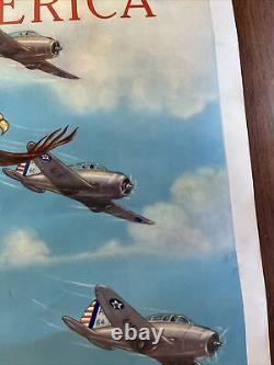 ORIGINAL 25 x 38 WWII Air Corps US Army Poster Wings Over America Tom Woodburn