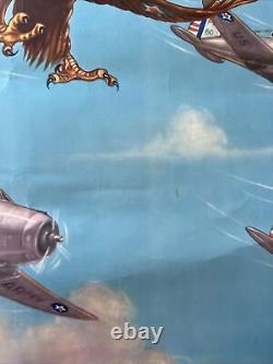 ORIGINAL 25 x 38 WWII Air Corps US Army Poster Wings Over America Tom Woodburn