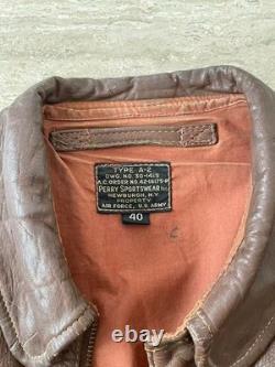 ORIGINAL US ARMY AIR WWII A-2 LEATHER FLIGHT JACKET Size 40, Perry Sportswear