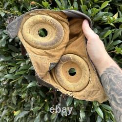 ORIGINAL WWII WW2 US Army Air Force Type A-11 Leather Flight Helmet & Microphone